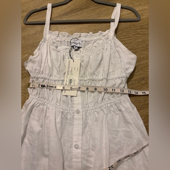 NWT SNDYS linen ruched strappy mini dress in white - Picture 10 of 10